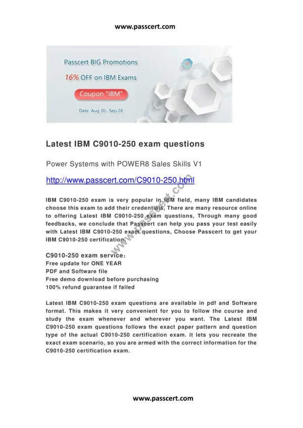 Latest IBM C9010-250 exam questions