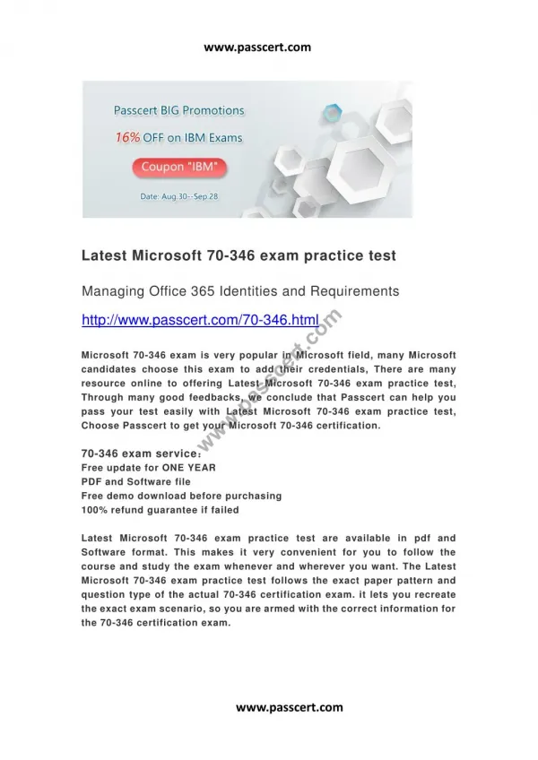 Latest Microsoft 70-346 exam practice test