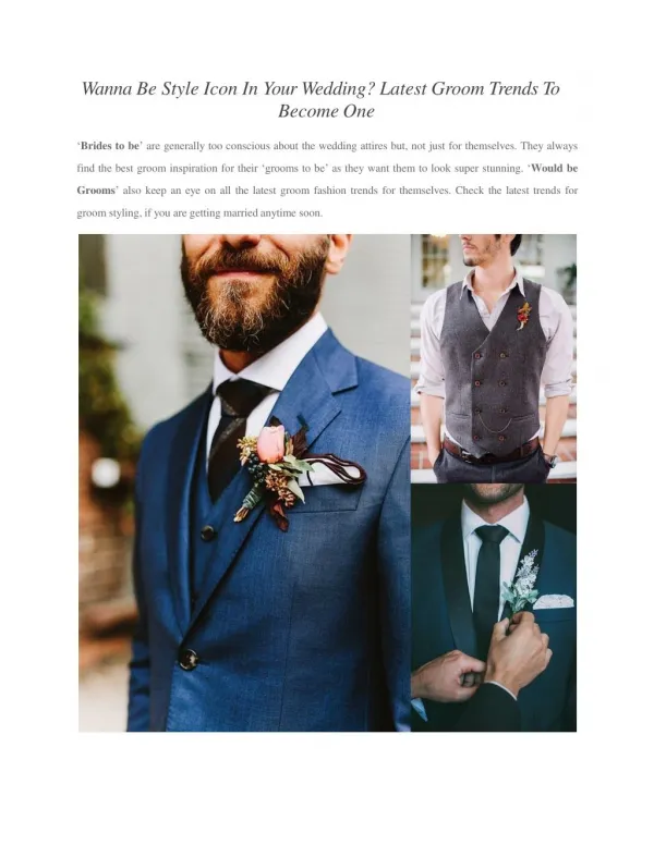 Wanna Be Style Icon In Your Wedding? Latest Groom Trends To Become One