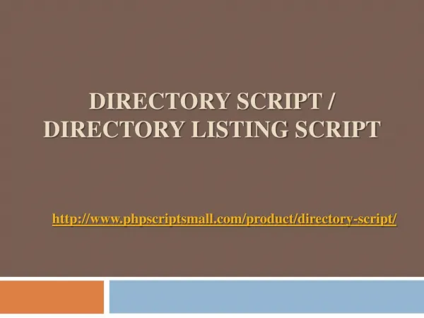 Directory Script / Directory Listing Script