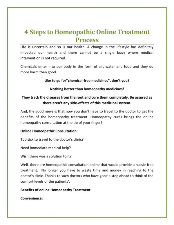 4 Steps to Homeopathic Online Treatment Process