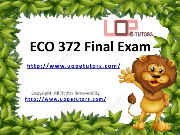 ECO 372 Final Exam Questions & Answers