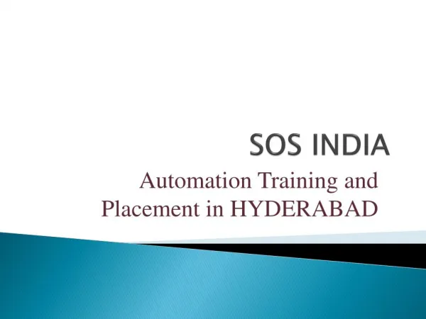 Sos India Automation Training and Placements