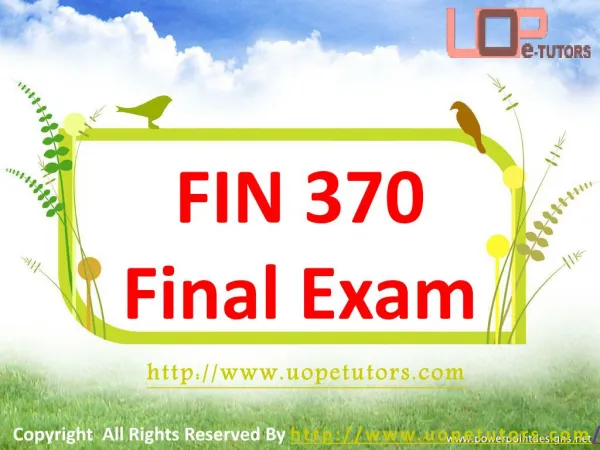 FIN 370 Final Exam Questions & Answers