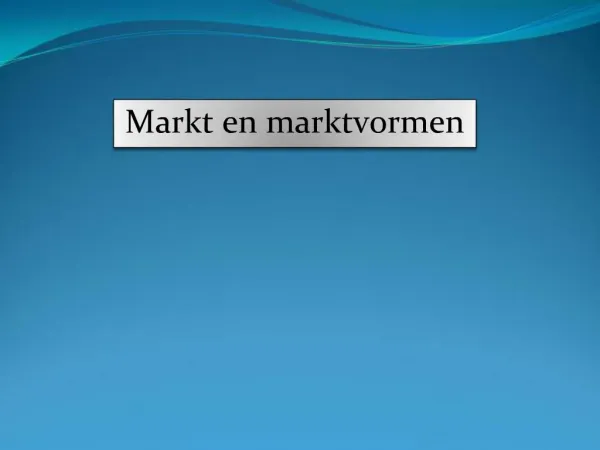 Markt en marktvormen