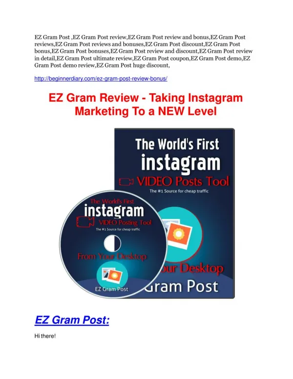 EZ Gram Post Review-$32,400 bonus & discount