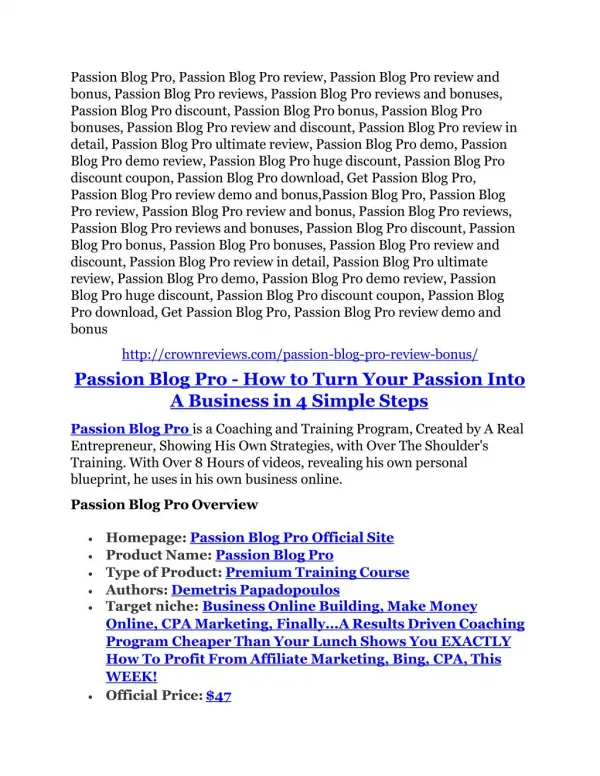 Passion Blog Pro REVIEW and GIANT $21600 bonuses