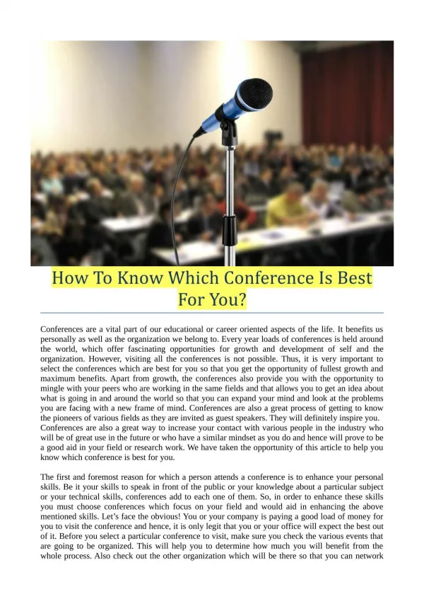 How To Know Which Conference Is Best For You?