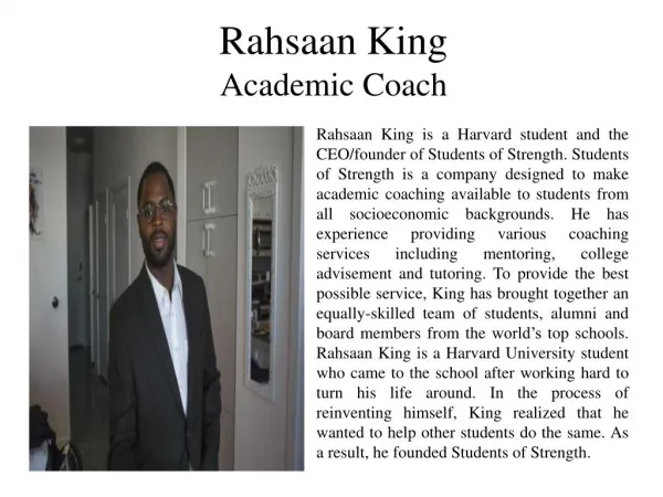 Rahsaan King - Academic Coach