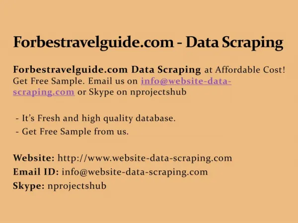 Forbestravelguide.com Data Scraping