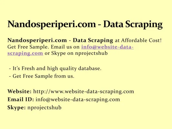 Nandosperiperi.com - Data Scraping