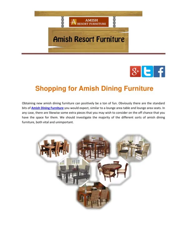 Shopping for Amish Dining Furniture