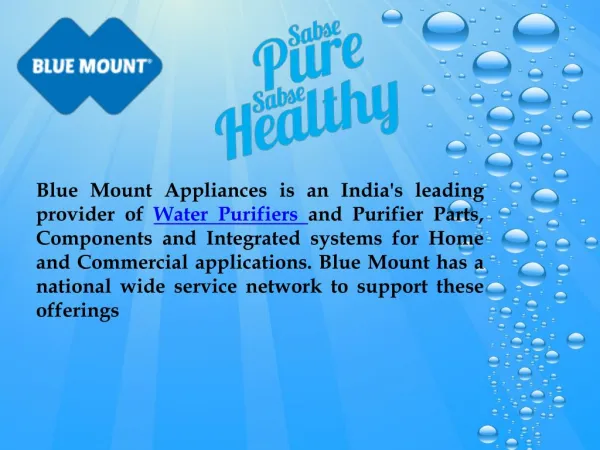 Blue Mount : RO, UV, UF, Water purifiers, Water Purifier in India