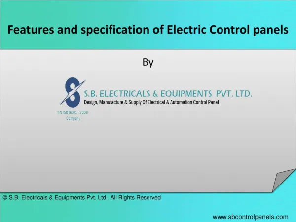 Features and specification of Electric Control panels