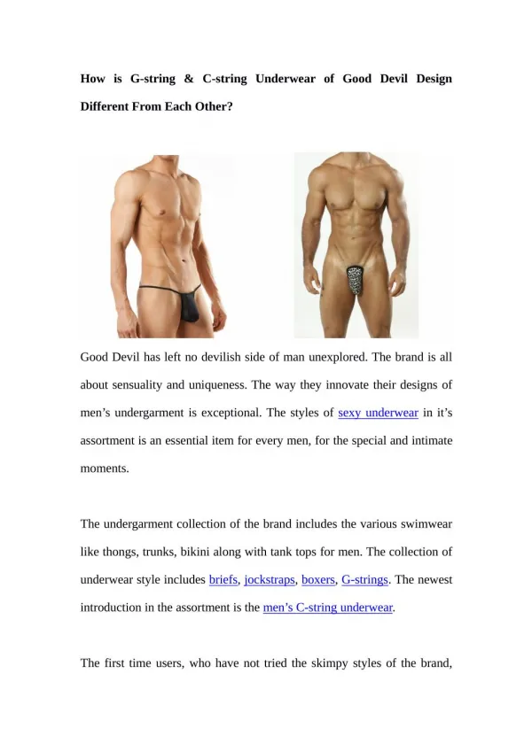 How is G-string & C-string Underwear of Good Devil Design Different From Each Other?