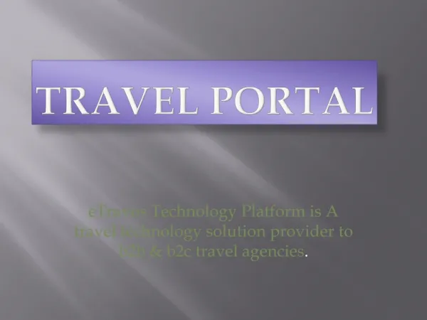 eTravos -Travel Cloud Solution