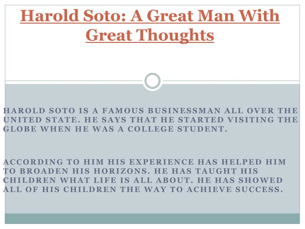 harold s oto a great man with great thoughts