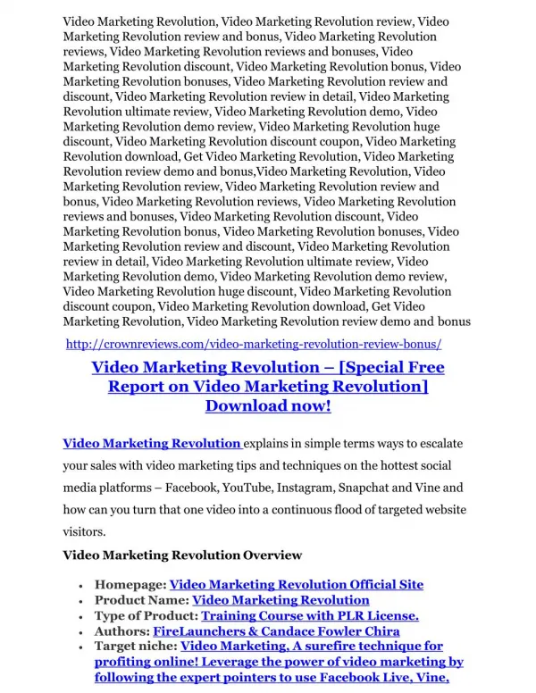 Video Marketing Revolution Review - 80% Discount and $26,800 Bonus