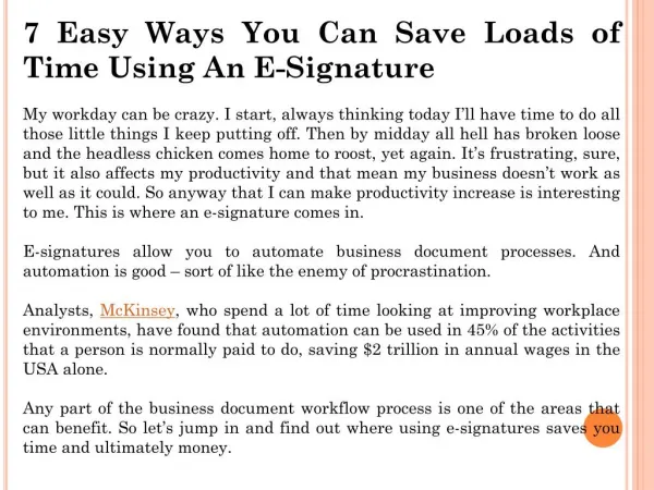 7 Easy Ways You Can Save Loads of Time Using An E-Signature