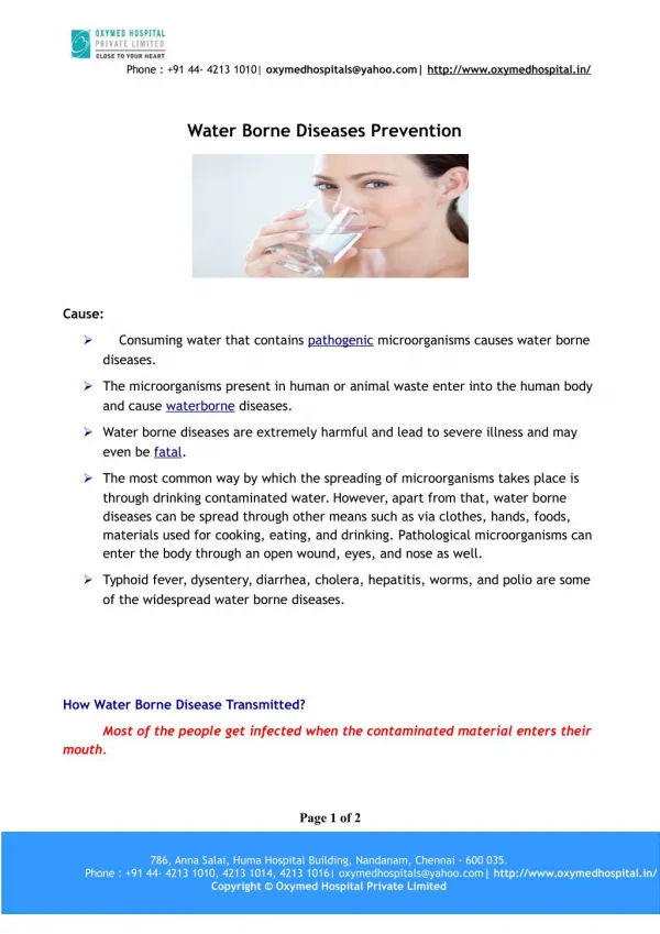 Water Borne Diseases Prevention
