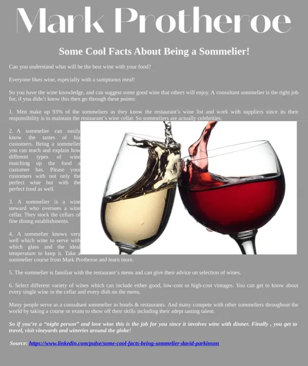 Some Cool Facts About Being a Sommelier!