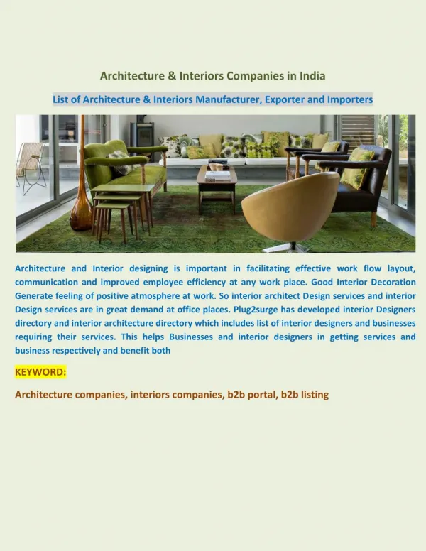 Architecture & Interiors Companies in India