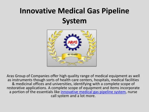 Innovative Medical Gas Pipeline System