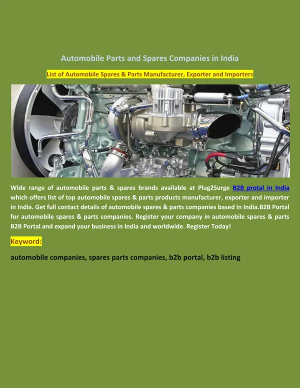 Automobile Parts and Spares Companies in India