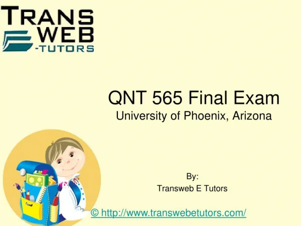 QNT 565 Final Exam | Transweb E Tutors