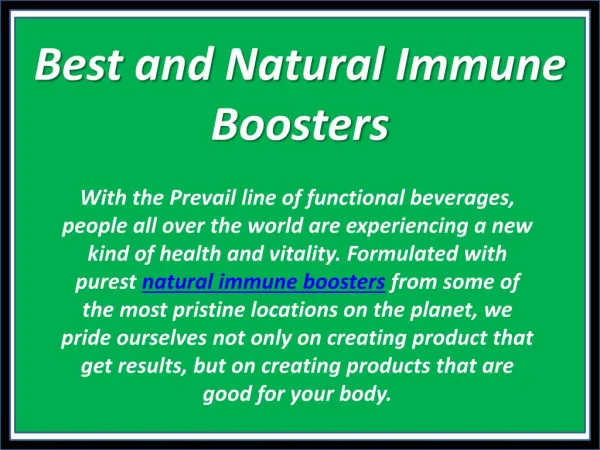 Best and Natural Immune Boosters