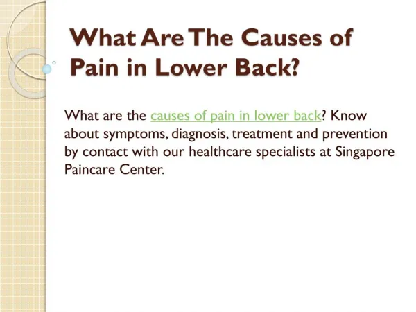 Symptoms, Diagnosis and Treatment of Lower Back Pain