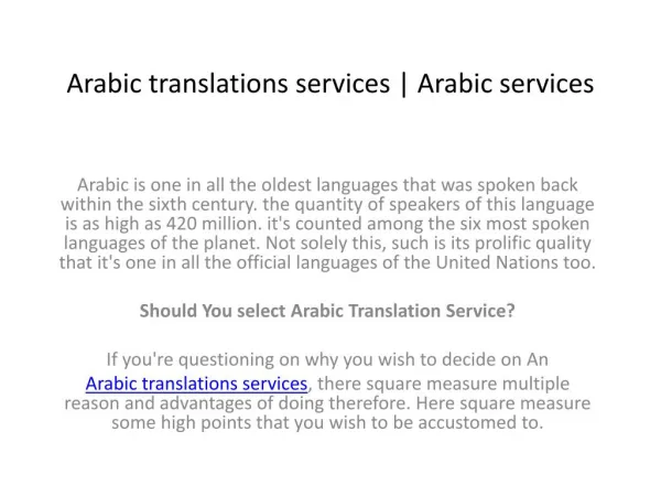 Arabic translations services | Arabic services