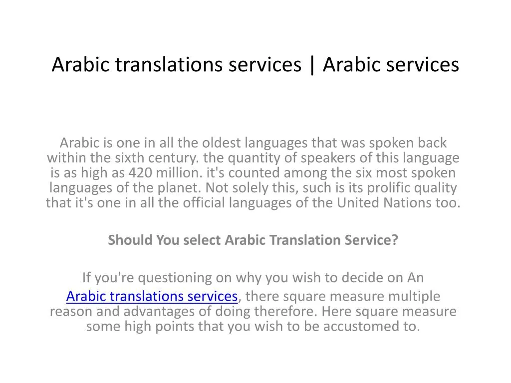 arabic translations services arabic services