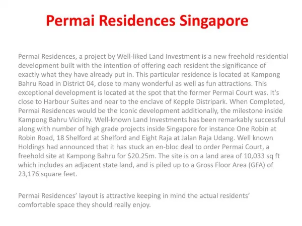 Permai Residences Singapore