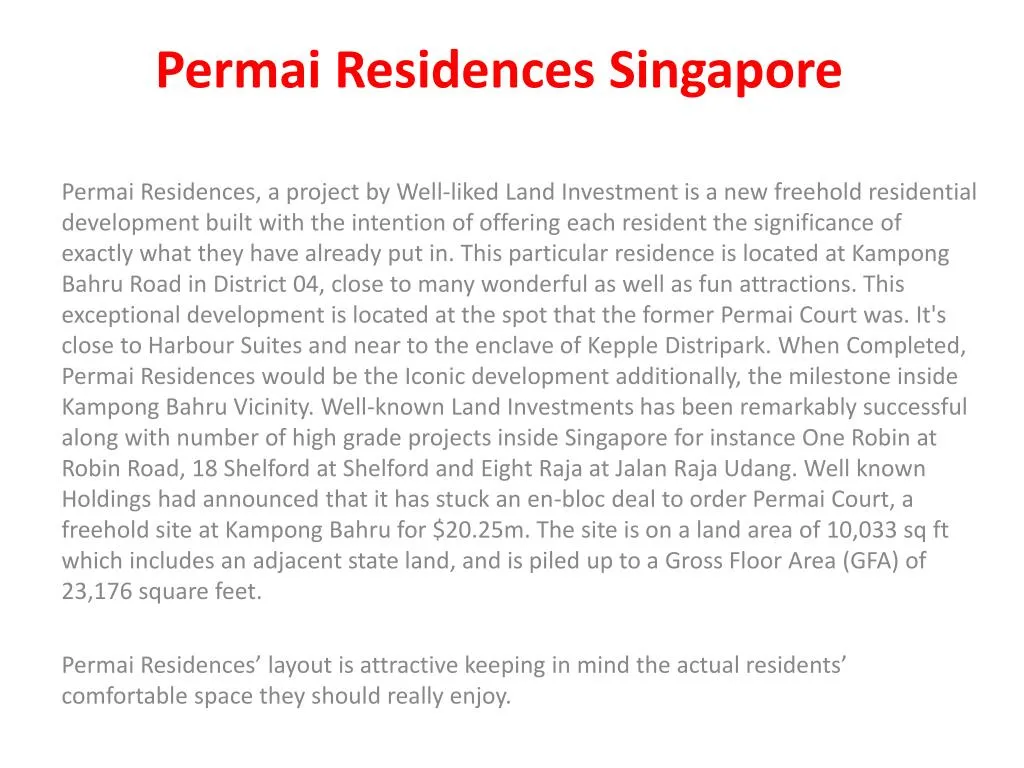 permai residences singapore