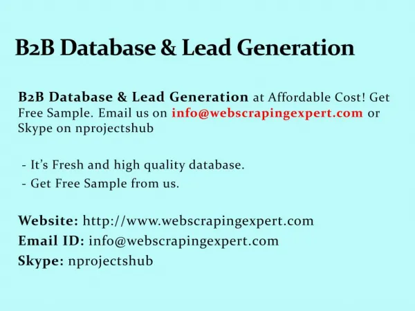 B2B Database & Lead Generation
