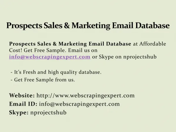 Prospects Sales & Marketing Email Database