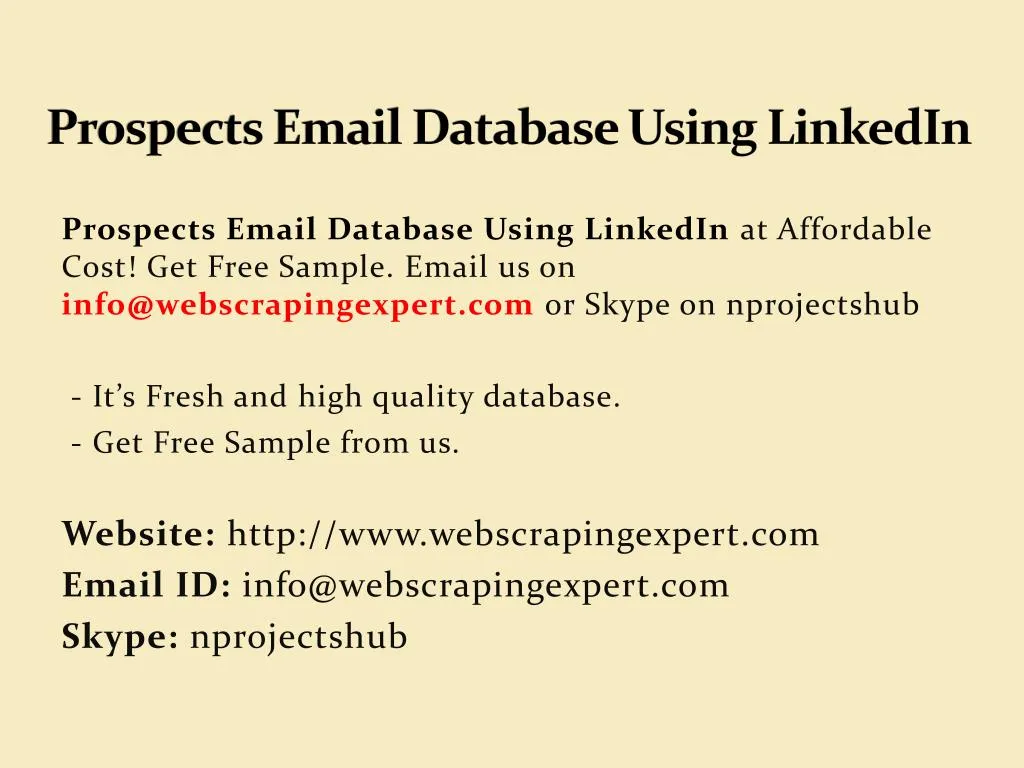 prospects email database using linkedin
