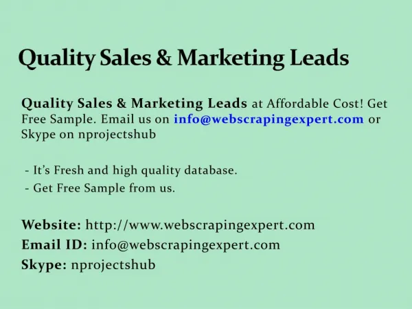 Quality Sales & Marketing Leads