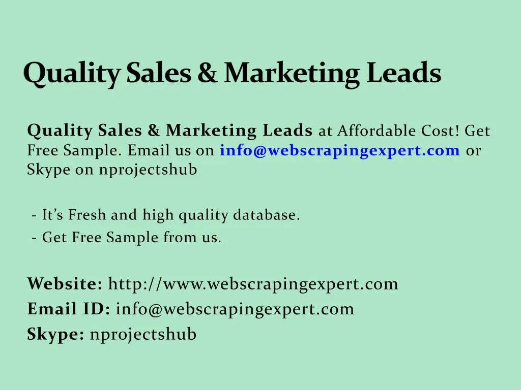 quality sales marketing leads