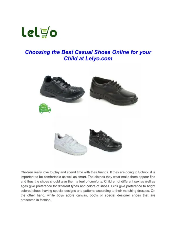 Choosing the Best Casual Shoes Online for Your Child at Lelyo.com