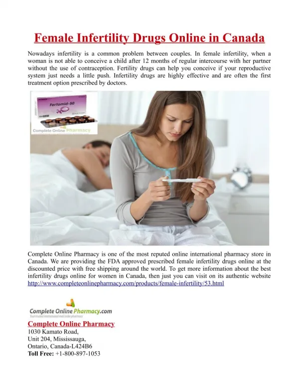 Female Infertility Drugs Online in Canada