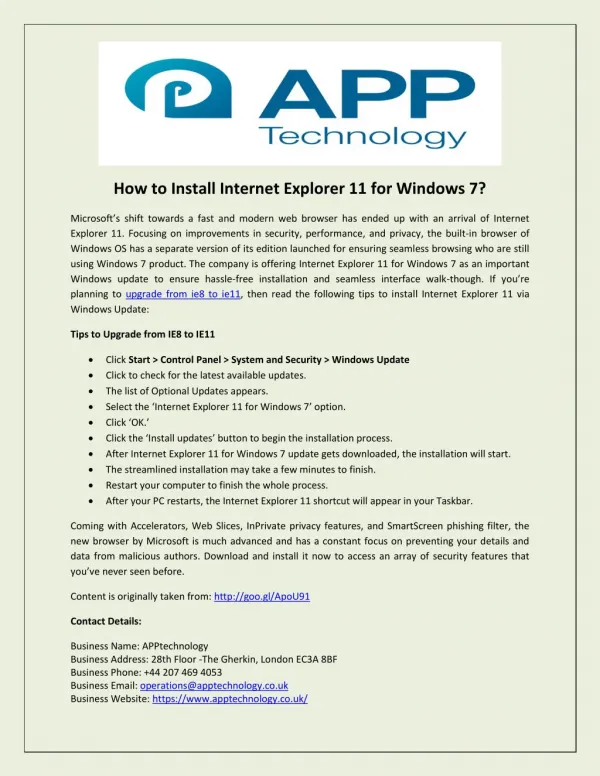 How to Install Internet Explorer 11 for Windows 7?