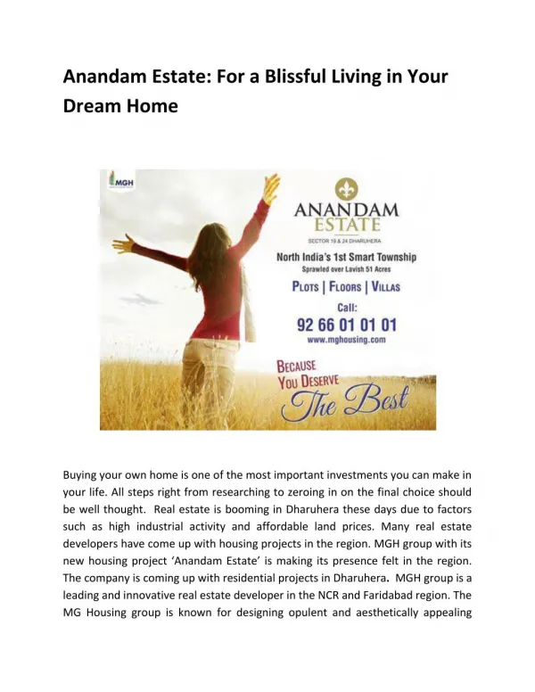 Anandam Estate: For a Blissful Living in Your Dream Home