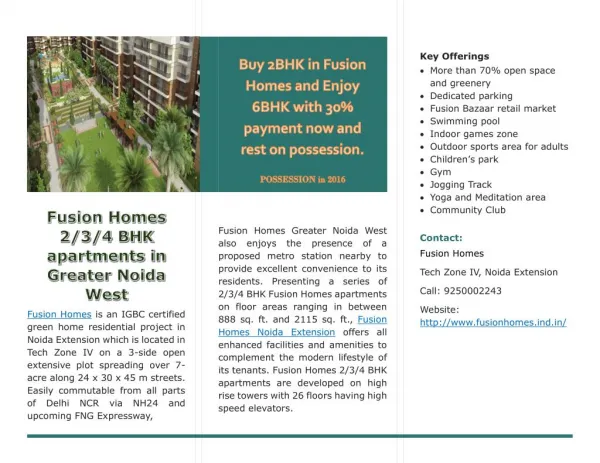 Fusion Homes 2/3/4 BHK apartments in Greater Noida West