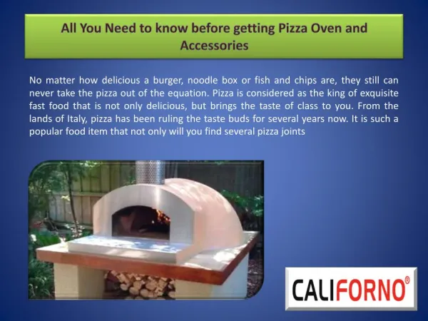 All You Need to know before getting Pizza Oven and Accessories