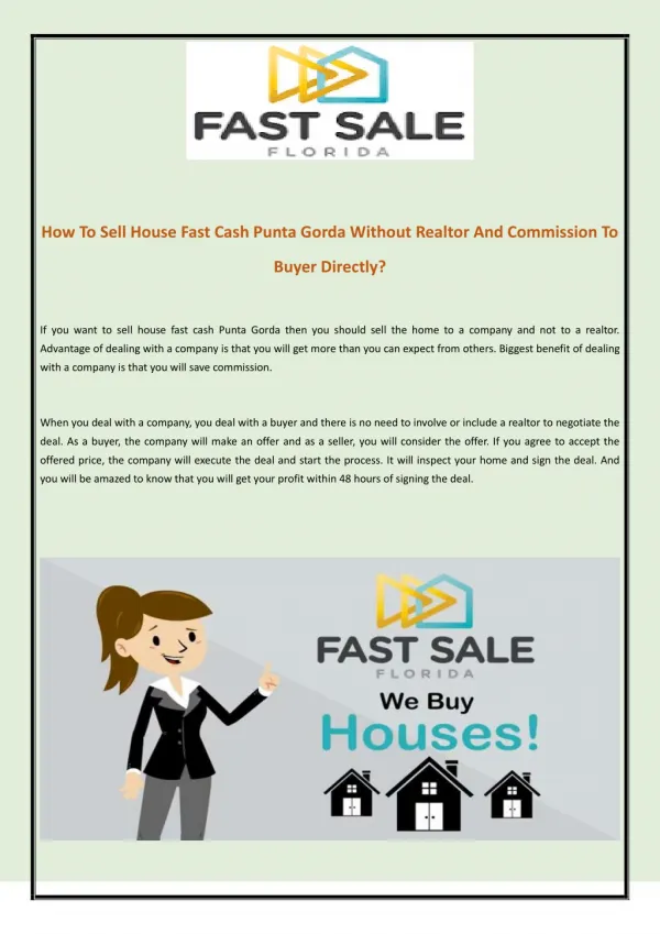 How To Sell House Fast Cash Punta Gorda
