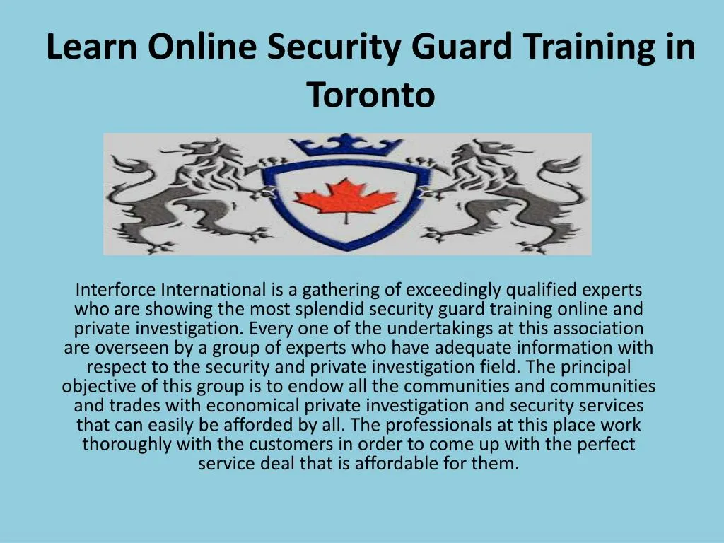 learn online security guard training in toronto