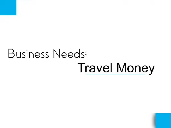 Business Needs: Travel Money