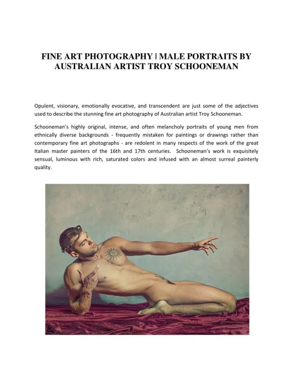 Best Fine Art Photography and Male Nude Photography